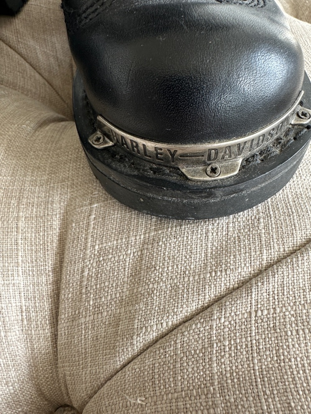 Harley-Davidson Black Leather Biker Boots with Silver Hardware - Picture 6 of 16